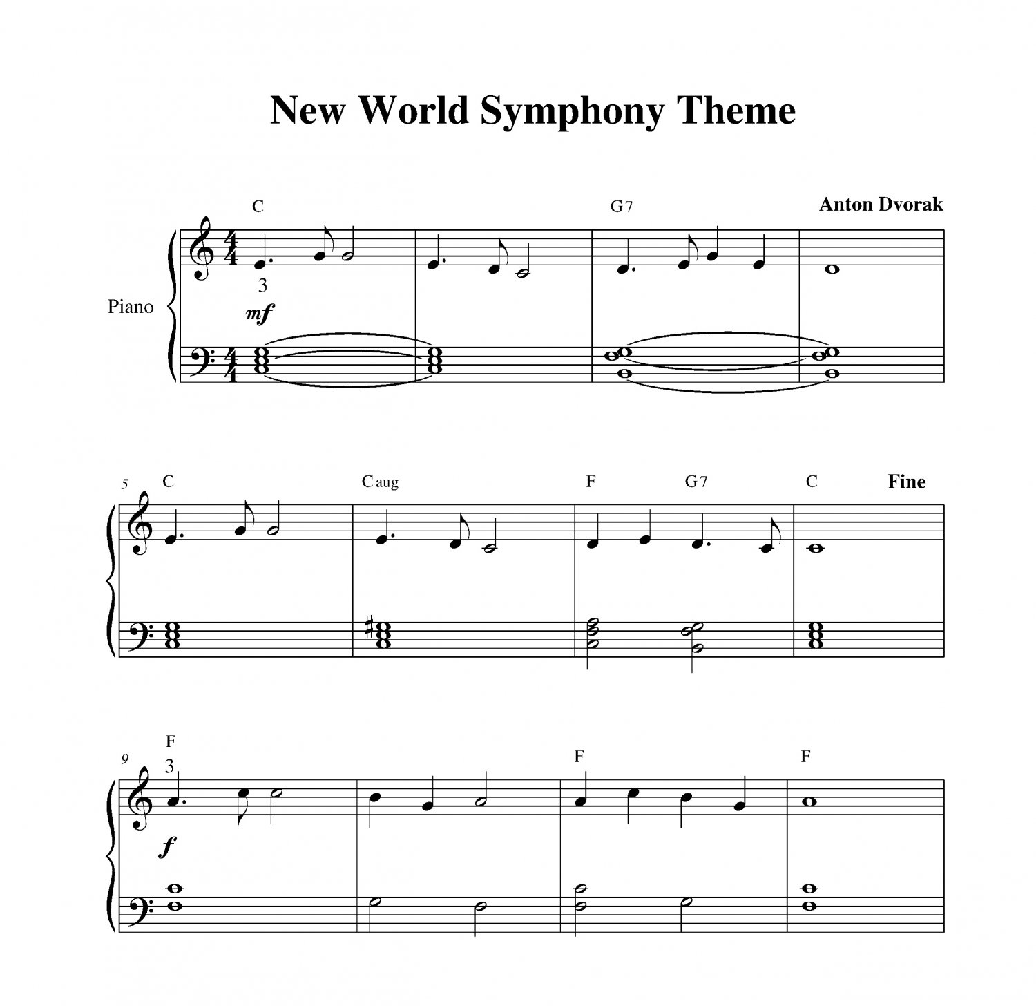 dvorak new world symphony score